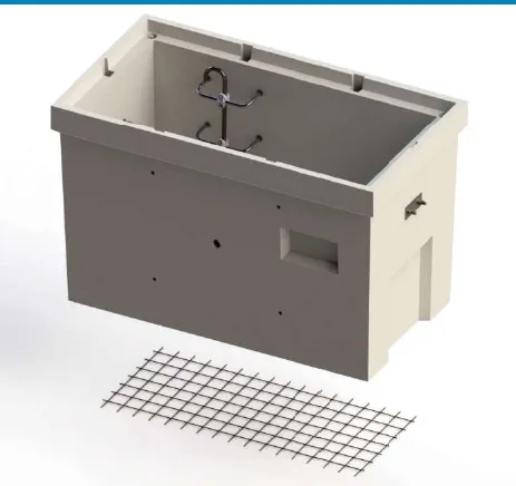 Chambre L5T / L6T sans fond, avec treillis du radier (vue 3D)